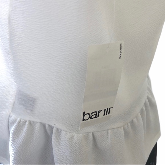Bar III Textured Peplum Top White -Size L - NWT - Picture 5 of 6